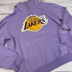 Los Angeles Lakers Unisex Ultra Game Lavender Chenille Hoodie Sz XL Los Angeles